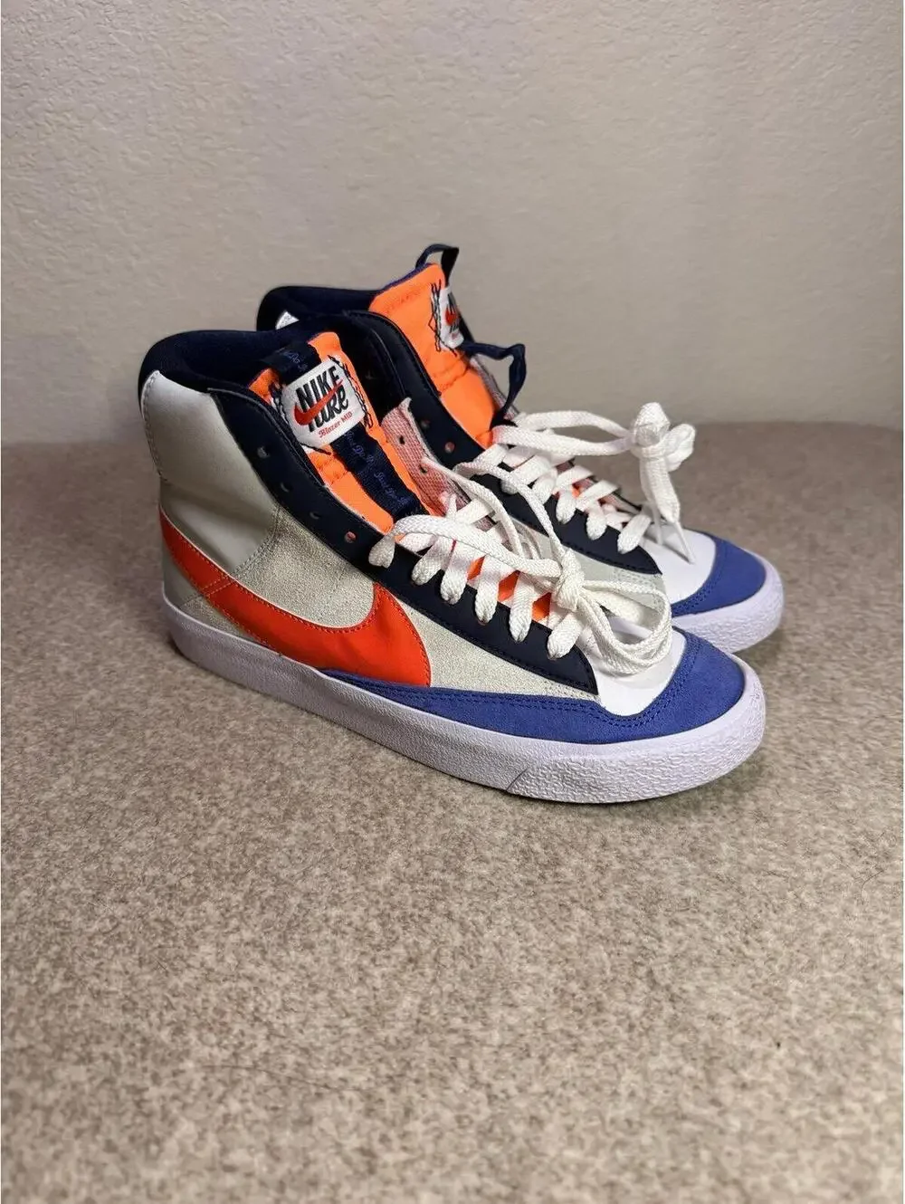 Nike Blazer Mid ’77 Jumbo GS FQ7433-100 Kids Size 6Y White Orange Navy - Picture 1 of 7